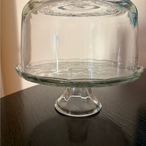 Princess House Clear Glass Cake Stand with Dome